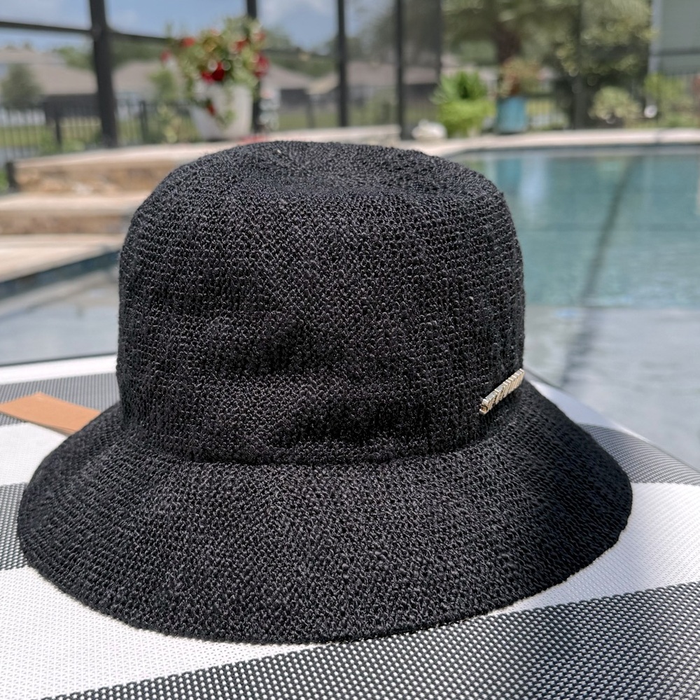 Steve Madden Black Woven Bucket Hat
